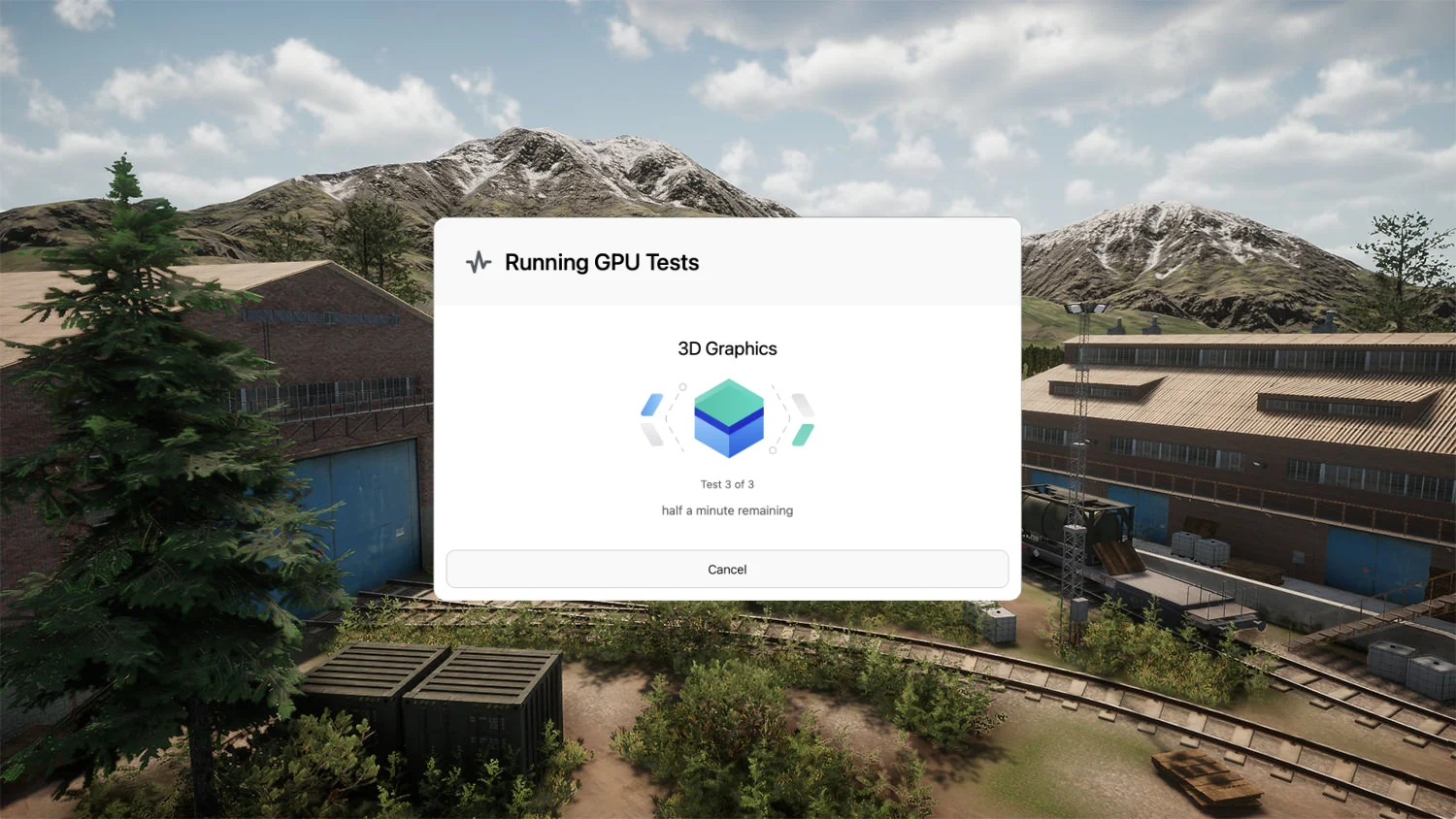Novabench GPU 3D graphics benchmark rendering test in progress